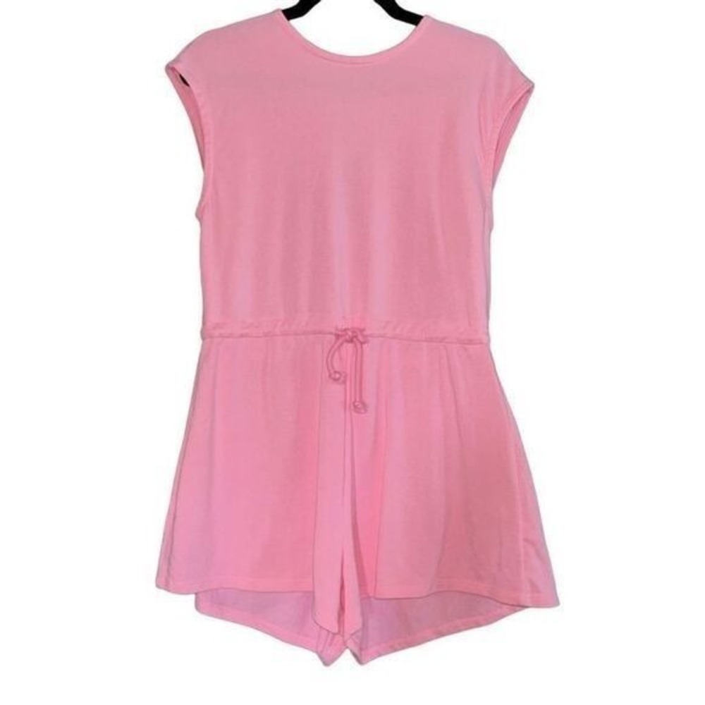 Divided‎ Pink Cap Sleeve Knit Romper Drawstring Waist Small Sweatshirt Style
